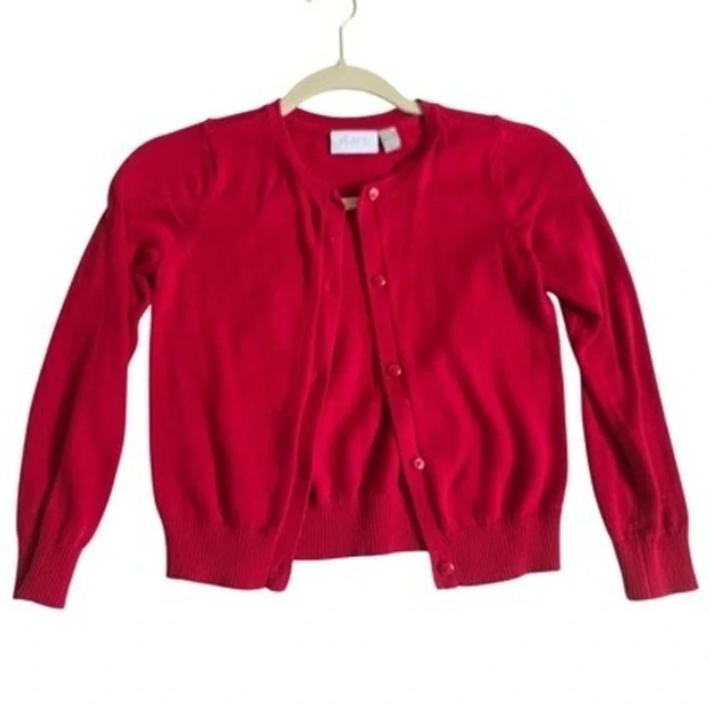 The Children's Place Cardigan 7/8 Red Cotton Button Front School Holiday Sweater
